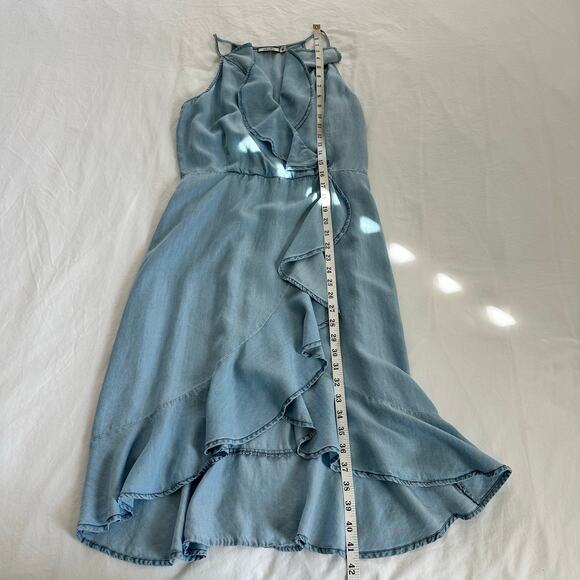 2Bella Blue Ruffled Edge Tencel Knee Length Dress Size Medium - Picture 12 of 13